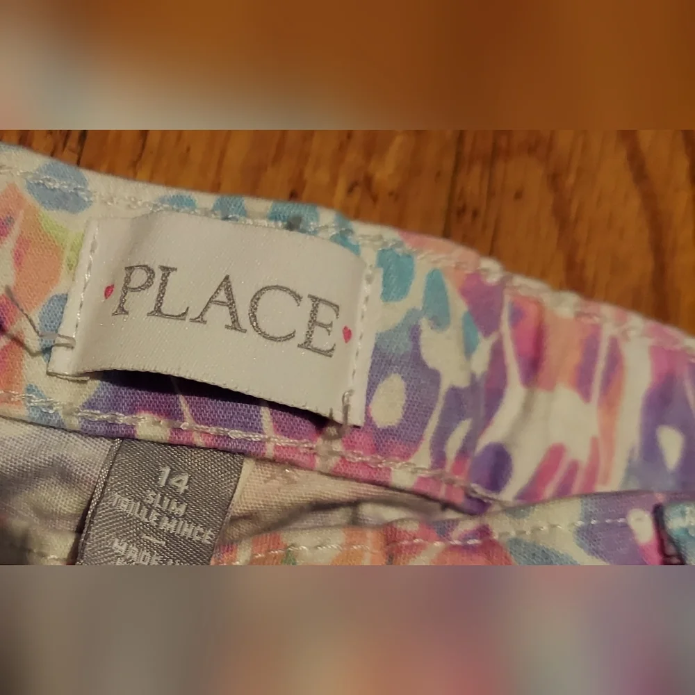 The Children's Place Skimmer Shorts Lavender Swirl Floral Rainbow Pastel Size 14